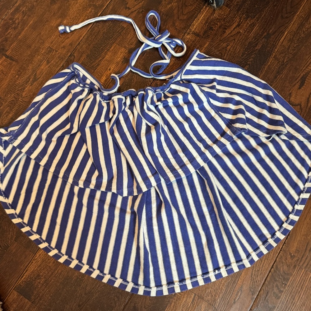 We The Free Blue and White Striped Smocked Halter Top Size M - Picture 2 of 15